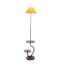 Contemporary Beige Cloth Shade Shelf Floor Lamp With Iron & Glass Base