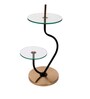 Contemporary Beige Cloth Shade Shelf Floor Lamp With Iron & Glass Base