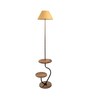Lampost Beige Cloth Shade Shelf Floor Lamp With Wood & Iron Base
