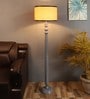 Beige Iron & Cloth Shade Floor Lamp with Grey Base