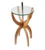 Atlier Beige Cloth Shade Shelf Floor Lamp With Glass & Wood Base