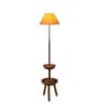 Beige Iron & Cloth Shade Floor Lamp with Natural Base