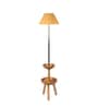 Beige Iron & Cloth Shade Floor Lamp with Natural Base