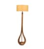 Beige Cloth Shade Club Floor Lamp With Mango wood Base