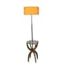 Atlier Beige Cloth Shade Shelf Floor Lamp With Glass & Wood Base
