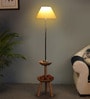 Beige Iron & Cloth Shade Floor Lamp with Natural Base