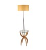 Atlier Beige Cloth Shade Shelf Floor Lamp With Glass & Wood Base