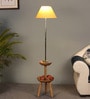 Beige Iron & Cloth Shade Floor Lamp with Natural Base