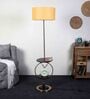 Beige Iron & Cloth Shade Shelf Floor Lamp With Iron Base
