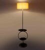 Beige Iron & Cloth Shade Shelf Floor Lamp With Iron Base