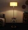 Beige Iron & Cloth Shade Shelf Floor Lamp With Iron Base