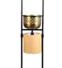 Noel Beige Metal and Fabric Shade Shelf Floor Lamp With Metal Base