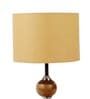 Beige Iron & Cloth Shade Table Lamp With Natural Base