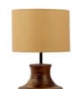 Beige Iron & Cloth Shade Table Lamp With Natural Base
