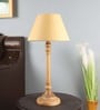 Beige Iron & Cloth Shade Table Lamp With Natural Base