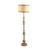 Malan Beige Metal and Fabric Shade Club Floor Lamp With Wood Base