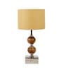 Beige Iron & Cloth Shade Table Lamp With Natural Base