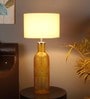 Beige Iron & Cloth Shade Table Lamp with Orange Base