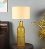 Beige Iron & Cloth Shade Table Lamp with Orange Base