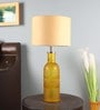 Beige Iron & Cloth Shade Table Lamp with Orange Base
