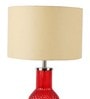 Beige Iron & Cloth Shade Table Lamp With Red Base