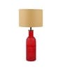 Emphasis Beige Metal and Fabric Shade Night Lamp With Glass Base