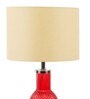 Emphasis Beige Metal and Fabric Shade Night Lamp With Glass Base