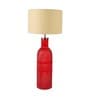 Beige Iron & Cloth Shade Table Lamp With Red Base