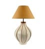 Chicago Beige Metal and Fabric Shade Night Lamp With Wood Base