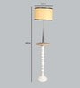 Andre Beige Metal and Fabric Shade Shelf Floor Lamp With Wood Base
