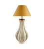 Beige Iron & Cloth Shade Table Lamp With White Base