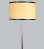 Andre Beige Metal and Fabric Shade Shelf Floor Lamp With Wood Base