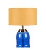 Beige Iron & Cloth Shade Tablel Lamp With Blue Base