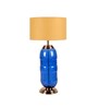 Beige Iron & Cloth Shade Tablel Lamp With Blue Base