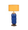 Beige Iron & Cloth Shade Tablel Lamp With Blue Base