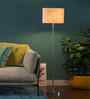 Beige Jute Drum Shade Steel Floor Lamp Steel Base
