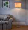 Beige Jute Drum Shade Steel Floor Lamp Steel Base