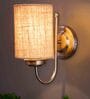 Beige Jute  wall mounted lamp with Steel Base