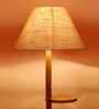 Beige Jute Conical Wooden Floor Lamp