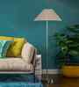 Beige Jute Coolie Shade Floor Lamp Steel Base