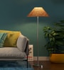 Beige Jute Coolie Shade Floor Lamp Steel Base
