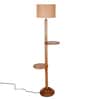 Beige Jute Drum Wooden Floor Lamp