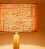 Beige Jute Drum Wooden Floor Lamp