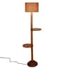 Beige Jute Drum Wooden Floor Lamp