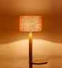 Beige Jute Drum Wooden Floor Lamp