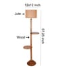 Beige Jute Drum Wooden Floor Lamp
