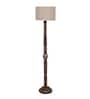 Beige Jute Drum Wooden Floor Lamp