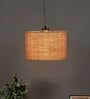 Beige Jute Drum Hanging Lamp