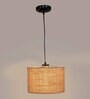 Beige Jute Drum Hanging Lamp