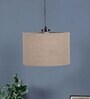 Beige Jute Drum Hanging Lamp